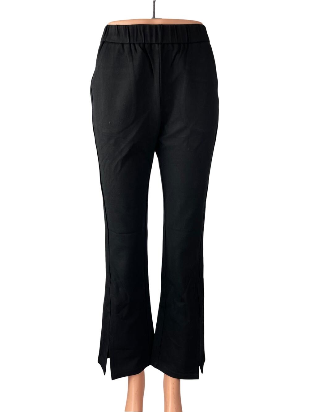NEW Spring Women's Black High Rise Pull On Slit Flared Trousers Pants Size 28
